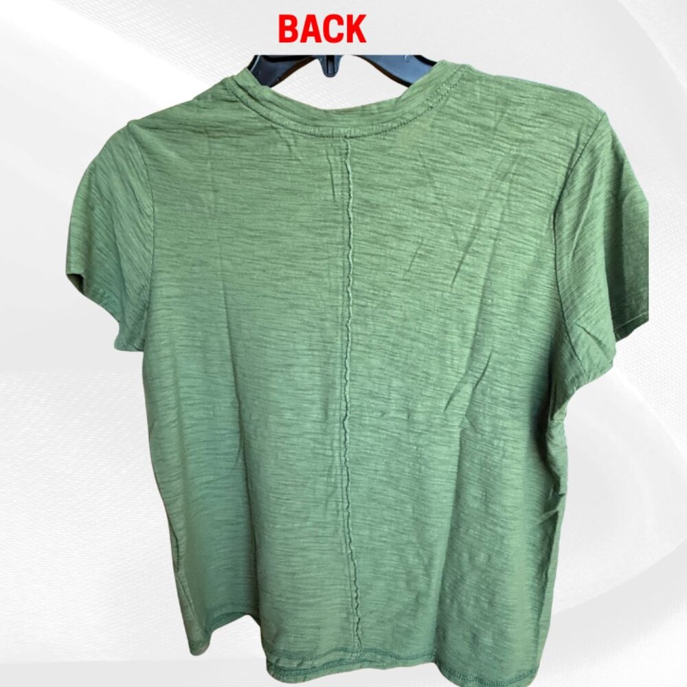 Pilcro The Bennie Slim Crewneck Tee Anthropologie Olive Green Cotton Slub S - Picture 7 of 15